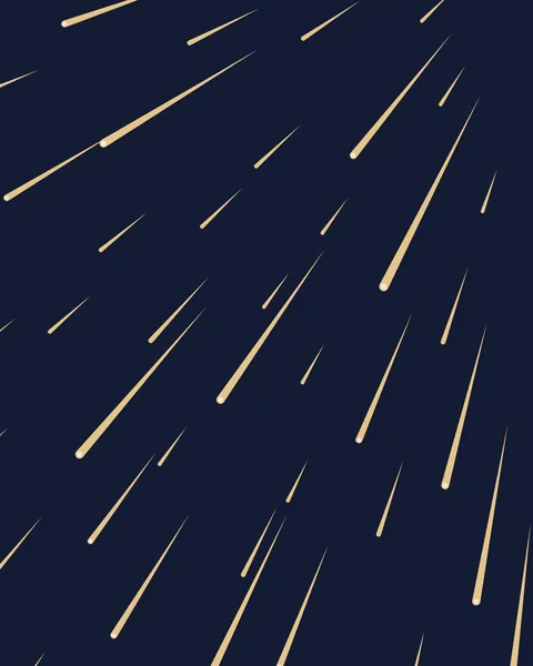 Tapered pale gold streaks cross a midnight ground, all pointing back to one spot beyond the top right corner, some tipped with a small cream spark.