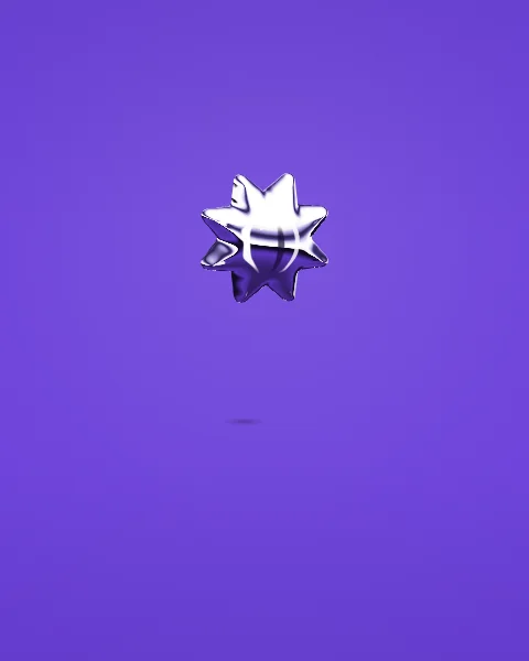 One small chrome eight-pointed star floats high on a deep violet ground.