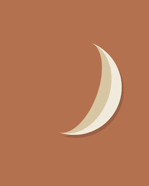 A paper crescent creased along its length, one half catching the light, on a clay ground.