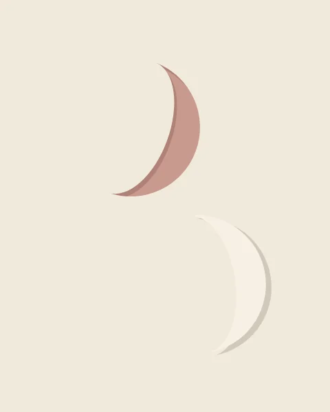 A crescent cut from a sheet of bone paper, the opening showing rose beneath and the cut piece lying turned beside it.
