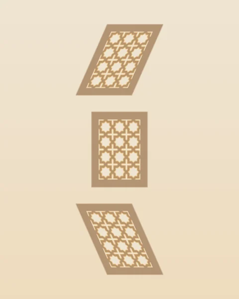 Three shadows of the same small star screen on a sunlit wall, leaning one way, then upright, then the other.
