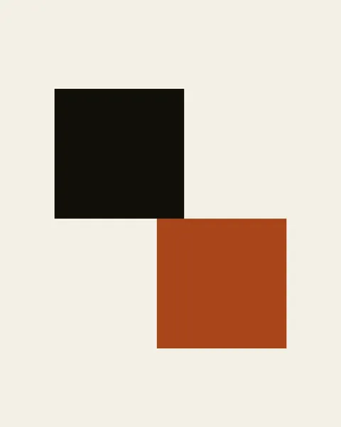 Two equal squares, ink above left and clay below right, sit on a paper ground. They overlap only along a short shared edge, like a step.