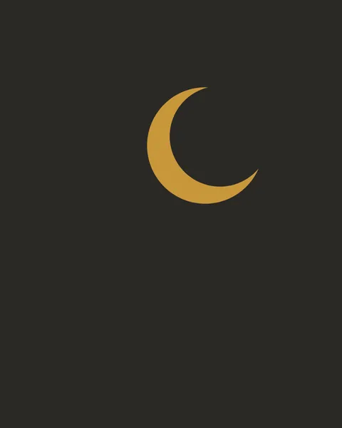 The whole sheet is charcoal except for a single slim crescent in gold, tilted and set above and to the right of centre, like the first moon of the month low in an evening sky.
