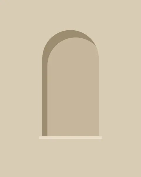A tall, round-headed niche is set into a plaster-coloured sheet. Inside it the wall is a shade darker, with a deeper shadow curving round the arch and down the left side, and a thin pale sill runs beneath it.