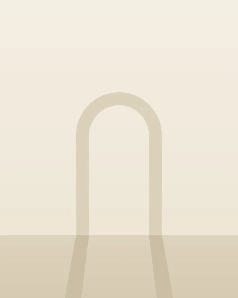 On a pale wall, the faint shadow of an arch that stands somewhere out of view; its two legs run on across the floor towards the viewer.