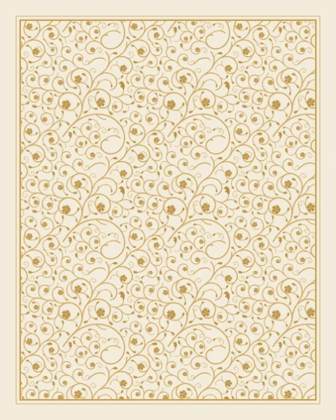 A fine allover scroll in two tones of gold on ivory, framed by a thin gold rule.
