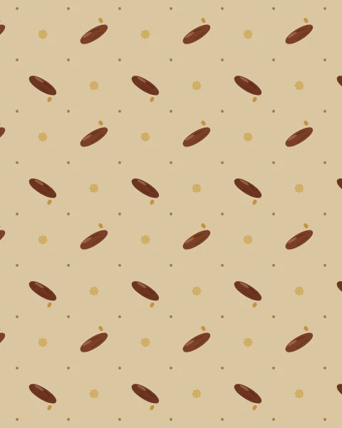 Pairs of dates set on the diagonal in a regular repeat on sand, with small gold eight-point stars and dots between them.