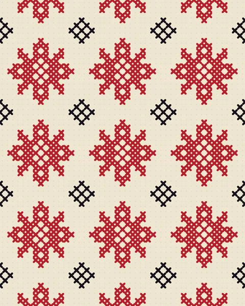 An all-over field of eight-point stars in madder with small black diamonds between, on linen.