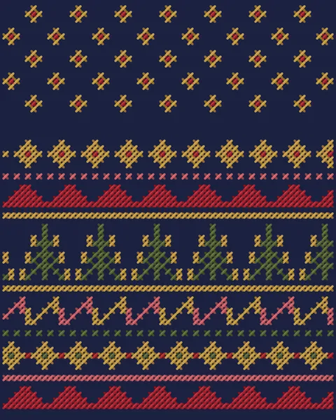 The bottom of a dress on indigo. The upper field is powdered with small motifs, then the hem gathers its borders at once in teeth, stars, hooks, cypresses and diamonds, in madder, gold, rose and olive.