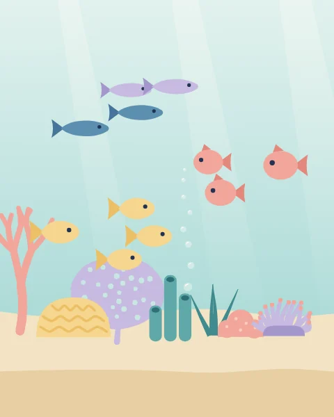 A lively reef of branching coral, sea fans, sponges and anemones with small fish swimming overhead.