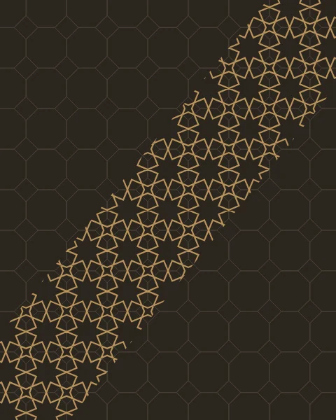 A dark sheet with a faint grid of octagons and squares everywhere, and a diagonal band from lower left to upper right where the eight-point star pattern is drawn in gold.